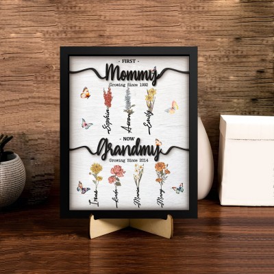 Custom Birth Flower Wood Sign With Name For Mom Grandma Mother's Day Gift