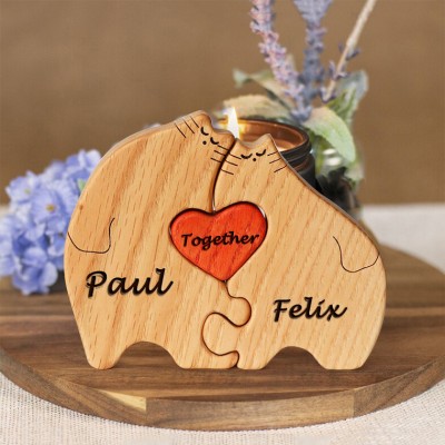Custom Couple Cat Puzzle Anniversary Wedding Family Keepsake Gift For Valentine's Day