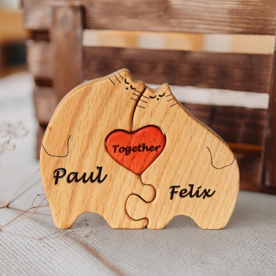 Custom Couple Cat Puzzle Anniversary Wedding Family Keepsake Gift For Valentine's Day