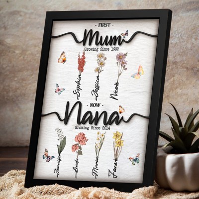 Custom Birth Flower Wood Sign With Name For Mom Grandma Mother's Day Gift
