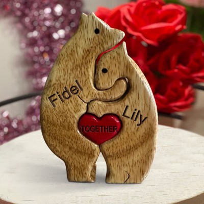 Custom Couple Bear Puzzle Anniversary Wedding Family Keepsake Gift For Valentine's Day