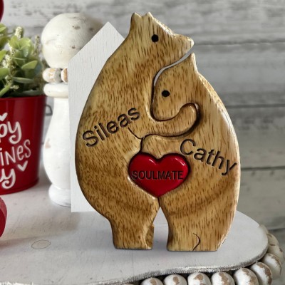 Custom Couple Bear Puzzle Anniversary Wedding Family Keepsake Gift For Valentine's Day