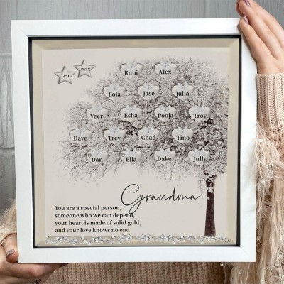 Custom Family Tree Frame With Grandchildren Names For Grandma Christmas's Day