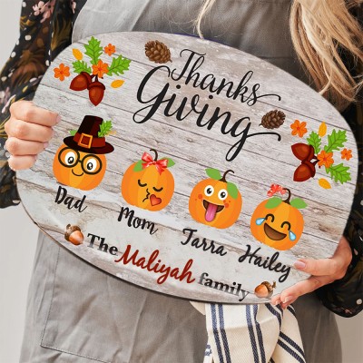Personalized Thanksgiving Platter With Family Number Name For Fall Table Decor