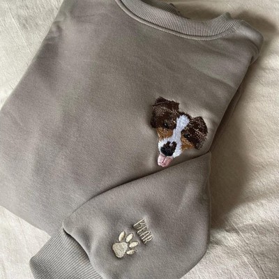 Custom Embroidered Dog Face Sweatshirt For Pet Lover Gifts