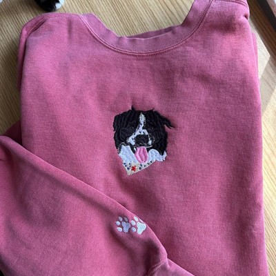 Custom Embroidered Dog Face Sweatshirt For Pet Lover Gifts