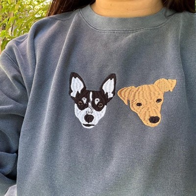 Custom Embroidered Dog Face Sweatshirt For Pet Lover Gifts