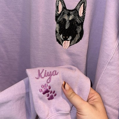 Custom Embroidered Dog Face Sweatshirt For Pet Lover Gifts