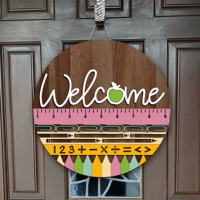 Wooden Teacher Classroom Door Hanger Back To School Welcome Sign