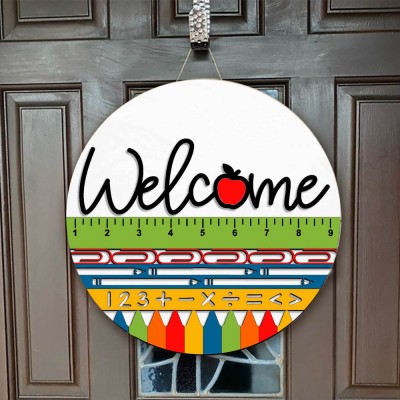 Wooden Teacher Classroom Door Hanger Back To School Welcome Sign