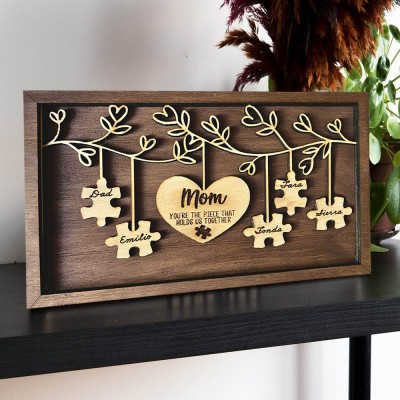 Personalized Mom Puzzle Name Sign Gift From Kids You Are The Piece That Holds Us Together Home Wall Decor For Mother's Day