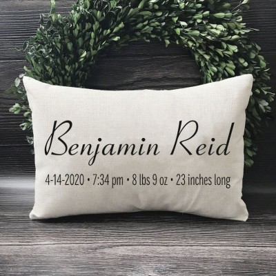 Personalized Established Date New Baby Name Pillow Housewarming Gift