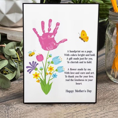 Personalized Mother's Day Garden Printable Kids' DIY Handprint Keepsake From Kids