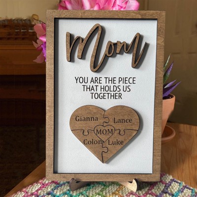 Personalized Mom Puzzle Name Sign Gift From Kids You Are The Piece That Holds Us Together Home Wall Decor For Mother's Day