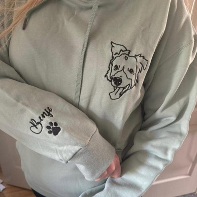 Custom Dog Face Portrait Outline Sweatshirt For Pet Lover Gifts