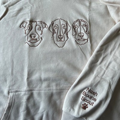 Custom Dog Face Portrait Outline Hoodie For Pet Lover Gifts