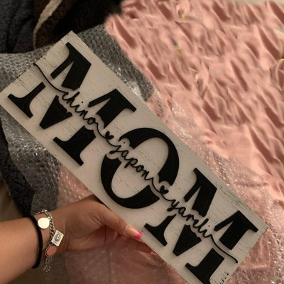 Custom Mom Wood Sign With Name Engraving For Birthday Mother's Day