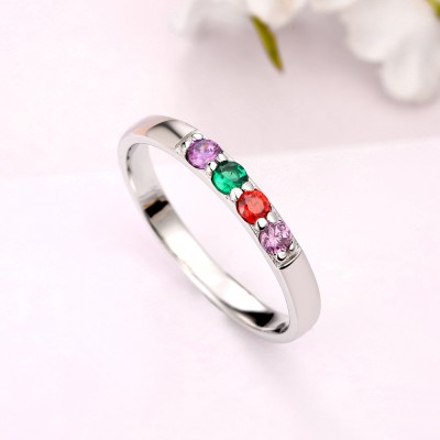 S925 Sterling Silver Personalized Birthstone Ring
