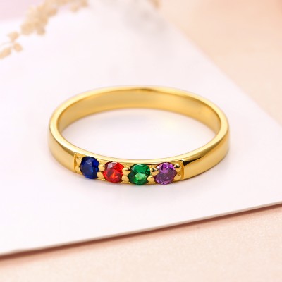 S925 Sterling Silver Personalized Birthstone Ring