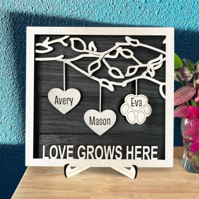 Custom Family Tree Wood Sign With Name For Mother's Day Christmas Gift Ideas