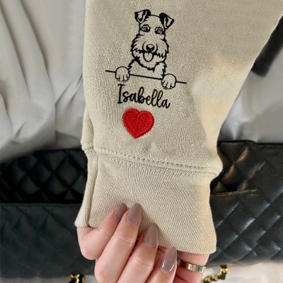 Custom I Wear My Heart On My Sleeve Embroidered Pet Portrait Sweatshirt Hoodie