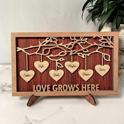 Custom Family Tree Wood Sign Name Engraved Personalised Home Decor Gift