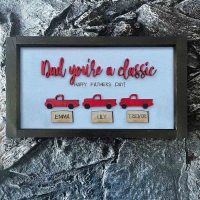 Personalized Trucks Sign With Kids Name For Father's Day