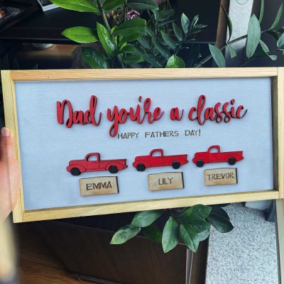 Personalized Trucks Sign With Kids Name For Father's Day