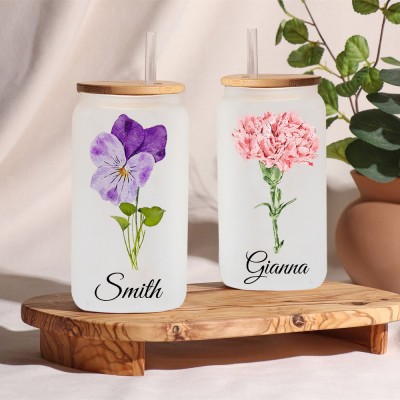 Personalized Birth Month Flower Tumbler For Her and Bridesmaid Bachelorette Party Gift