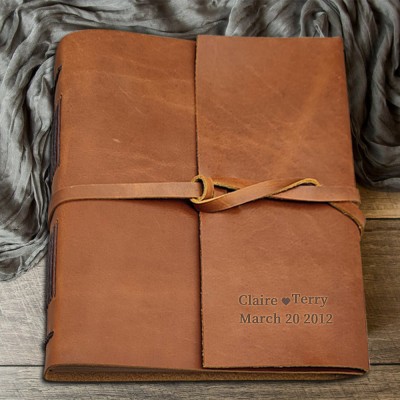 Personalized Leather Photo Scrapbook Album For Valentine's Day Anniversary Wedding Gift Ideas