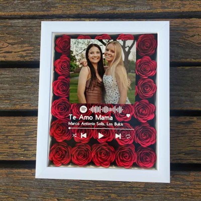 Personalized Spotify Flower Shadow Box With Best Friends Photo For Anniversary Galentine's Day