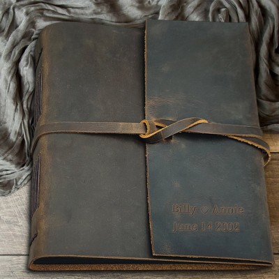 Personalized Leather Photo Scrapbook Album For Valentine's Day Anniversary Wedding Gift Ideas