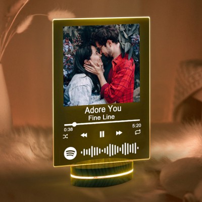 Personalized Photo Music Song Plaque Night Light Home Decor Valentine's Day Anniversary Couple Wedding Gift Ideas