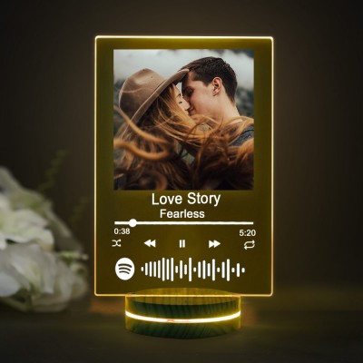 Personalized Photo Music Song Plaque Night Light Home Decor Valentine's Day Anniversary Couple Wedding Gift Ideas