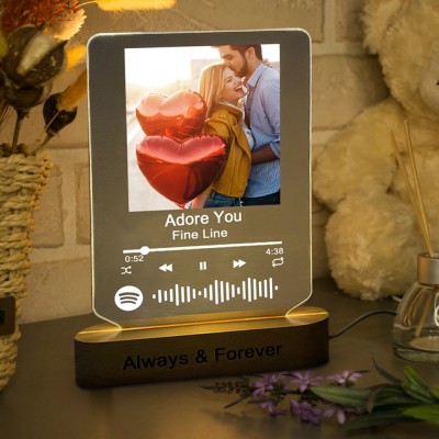 Personalized Photo Music Song Plaque Night Light Home Decor Valentine's Day Anniversary Couple Wedding Gift Ideas