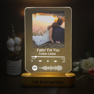 Personalized Photo Music Song Plaque Night Light Home Decor Valentine's Day Anniversary Couple Wedding Gift Ideas