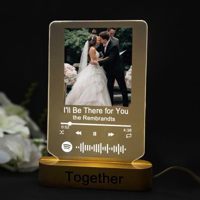 Personalized Photo Music Song Plaque Night Light Home Decor Valentine's Day Anniversary Couple Wedding Gift Ideas