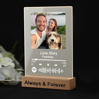 Personalized Photo Music Song Plaque Night Light Home Decor Valentine's Day Anniversary Couple Wedding Gift Ideas