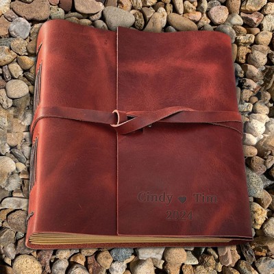 Personalized Leather Photo Scrapbook Album For Valentine's Day Anniversary Wedding Gift Ideas