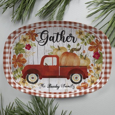 Personalized Thanksgiving Platter Fall Home Table Decor