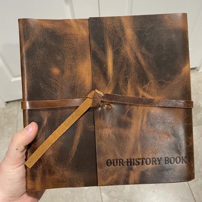 Personalized Leather Photo Scrapbook Album For Valentine's Day Anniversary Wedding Gift Ideas