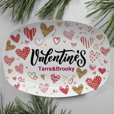 Personalized Valentine Platter With Couple Name For Girlfriend