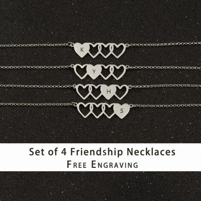 Personalised Best Friend Sister Friendship Necklaces For 4