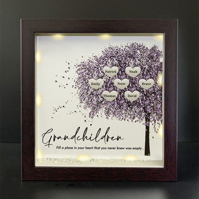 Personalized Family Tree Grandchildren Name Red Oak Frame Home Decor For Grandma