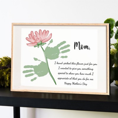 Personalized Mother's Day Flower DIY Handprint Art Craft Sign Gift From Kids For Mom Grandma