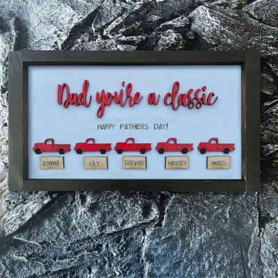 Personalized Trucks Sign With Kids Name For Father's Day