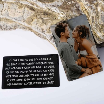 Personalized Metal Wallet Photo Card Love Note Anniversary Gift for Him Her