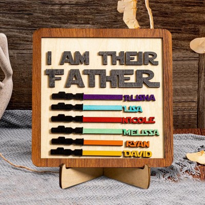 Custom I Am Their Father Sign With Kids Name Frame For Father's Day