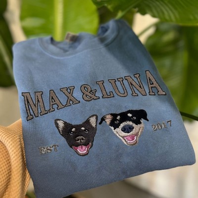 Personalized Embroidered Dog Photo Sweatshirt Hoodie For Pet Lover Keepsake Gifts
