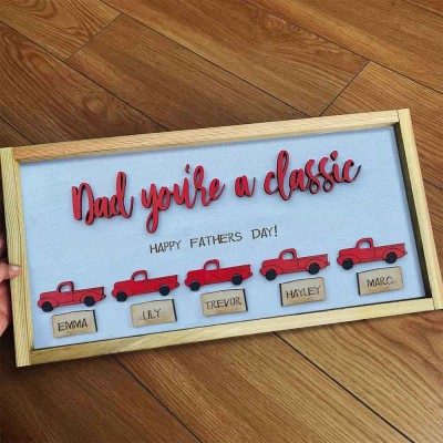 Personalized Trucks Sign With Kids Name For Father's Day